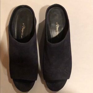 Phillip lim cube suede open toe mules navy